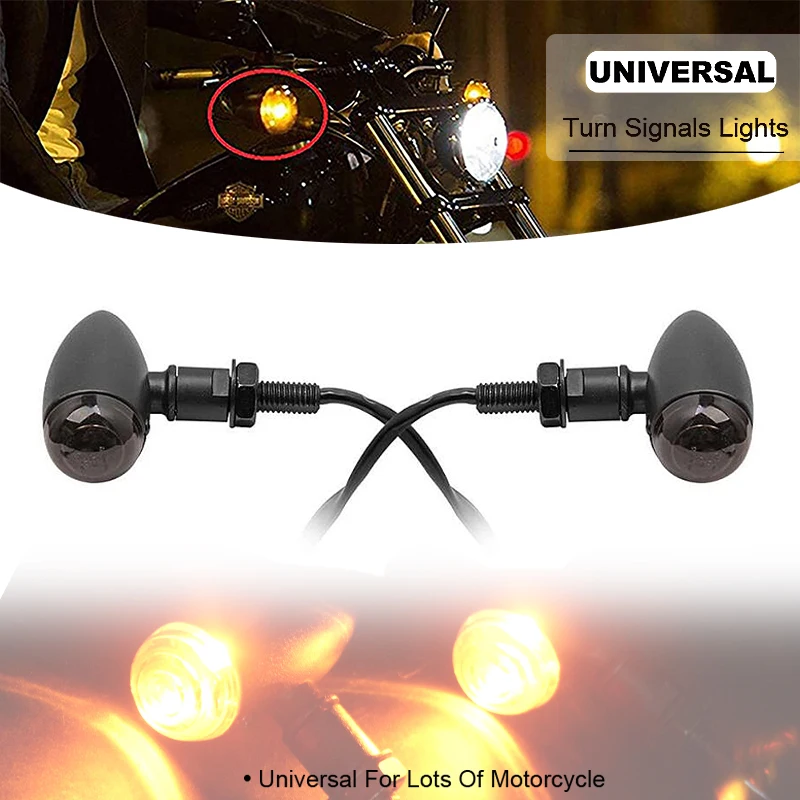Универсальные мотоциклетные черные Сигналы поворота лампы для Кафе Racer