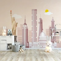 3d wallpaper nordic architecture mural hand painted city landscape wall paper living room tv sofa bedroom home decor pink fresco