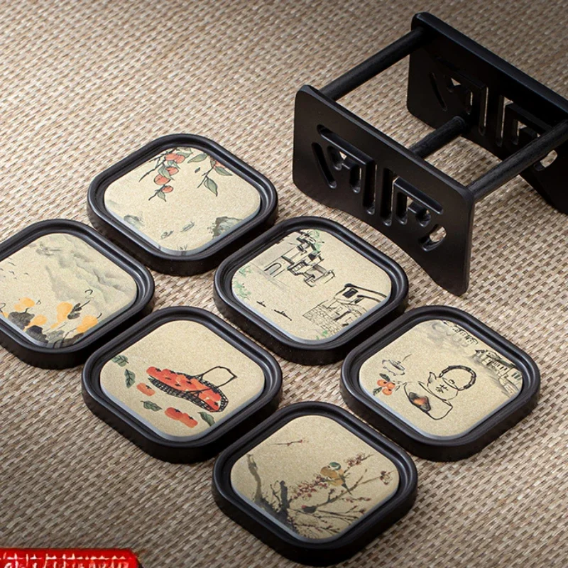 

Новинка 2025, бакелитовая впитывающая подставка для чая в китайском стиле, кунг-фу, бытовой держатель для чашки чая, коврик, поднос для чая, аксессуары для церемонии