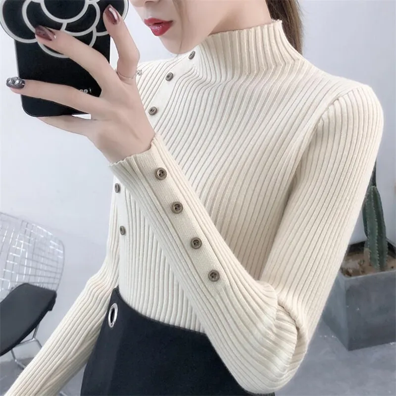 2022 Women Korean Fashion Solid Knitwears Autumn Slim Sweaters Knitted Female Pullovers Turtleneck Pull Femme Casual Clothing enlarge