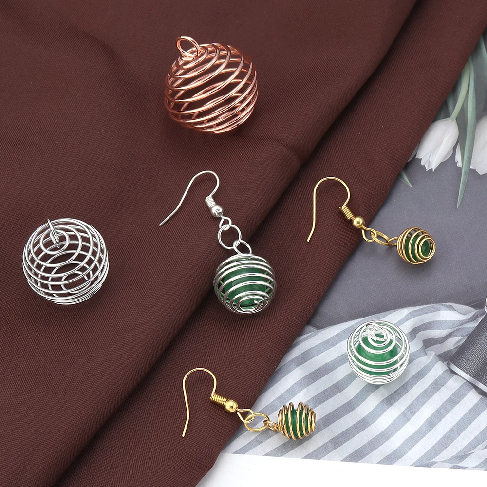 Модные геометрические металлические проволочные тканые серьги-шарики