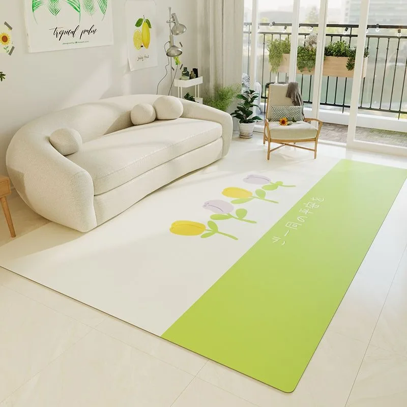 

Large-area Carpets for Living Room Non-slip Kitchen Mat Can Be Wiped Wash-free Household Rug Wabi-sabi Style PVC Balcony Carpet