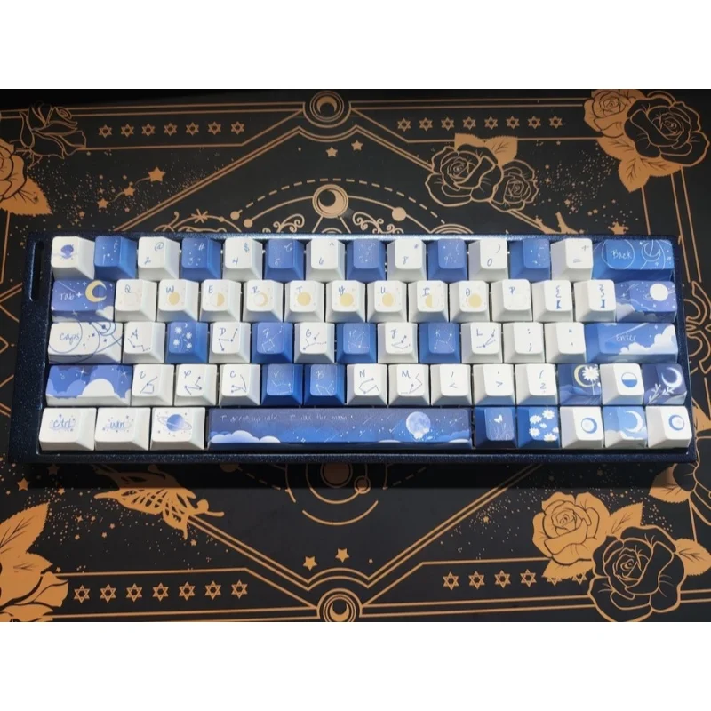 Прозрачные колпачки для клавиш «Звездное небо» Cherry Moa Xda, круглые, Pbt, термосублимационные, синие, механические колпачки для клавиш премиум-класса, подарки (art.: 3920d4010d69a) - 3920d4010d69a