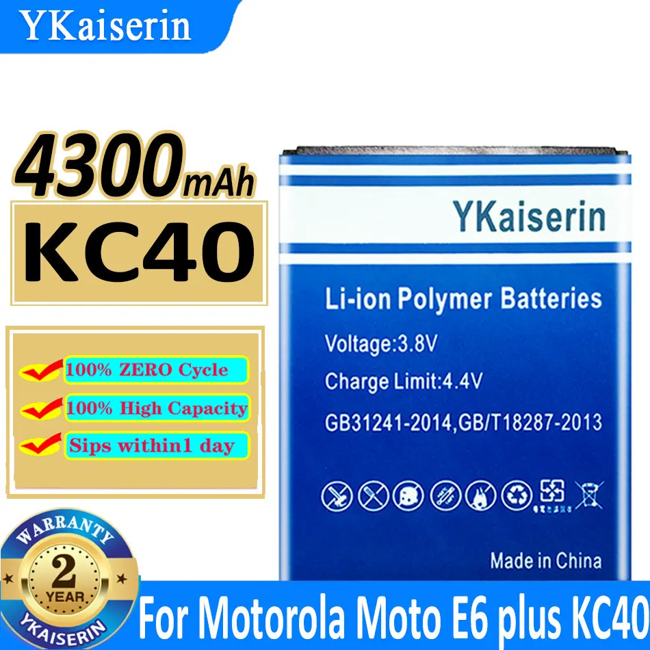 

100% Genuine 4300mAh for Motorola KC40 for Moto E6 Plus XT2025-1 XT2025-2 Replacement Phone Batteria Battery In Stock Batteries