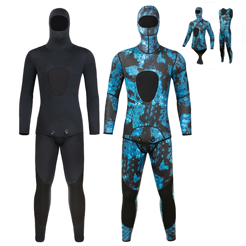

3mm Camouflage Wetsuit Long Sleeve Fission Hooded 2 Pieces Of Neoprene Submersible For Men Keep Warm Waterproof Diving Suit New