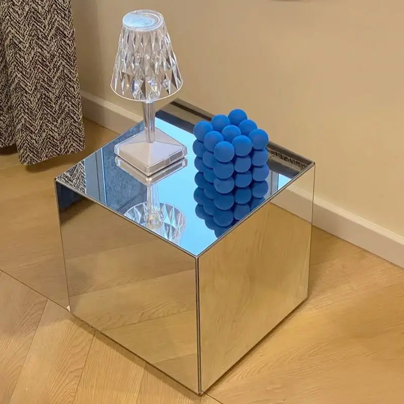 

Акриловый квадратный чайный столик, боковой столик, прикроватный столик, простое и роскошное зеркальное художественное украшение, реквизит для фотосъемки, модный Tren