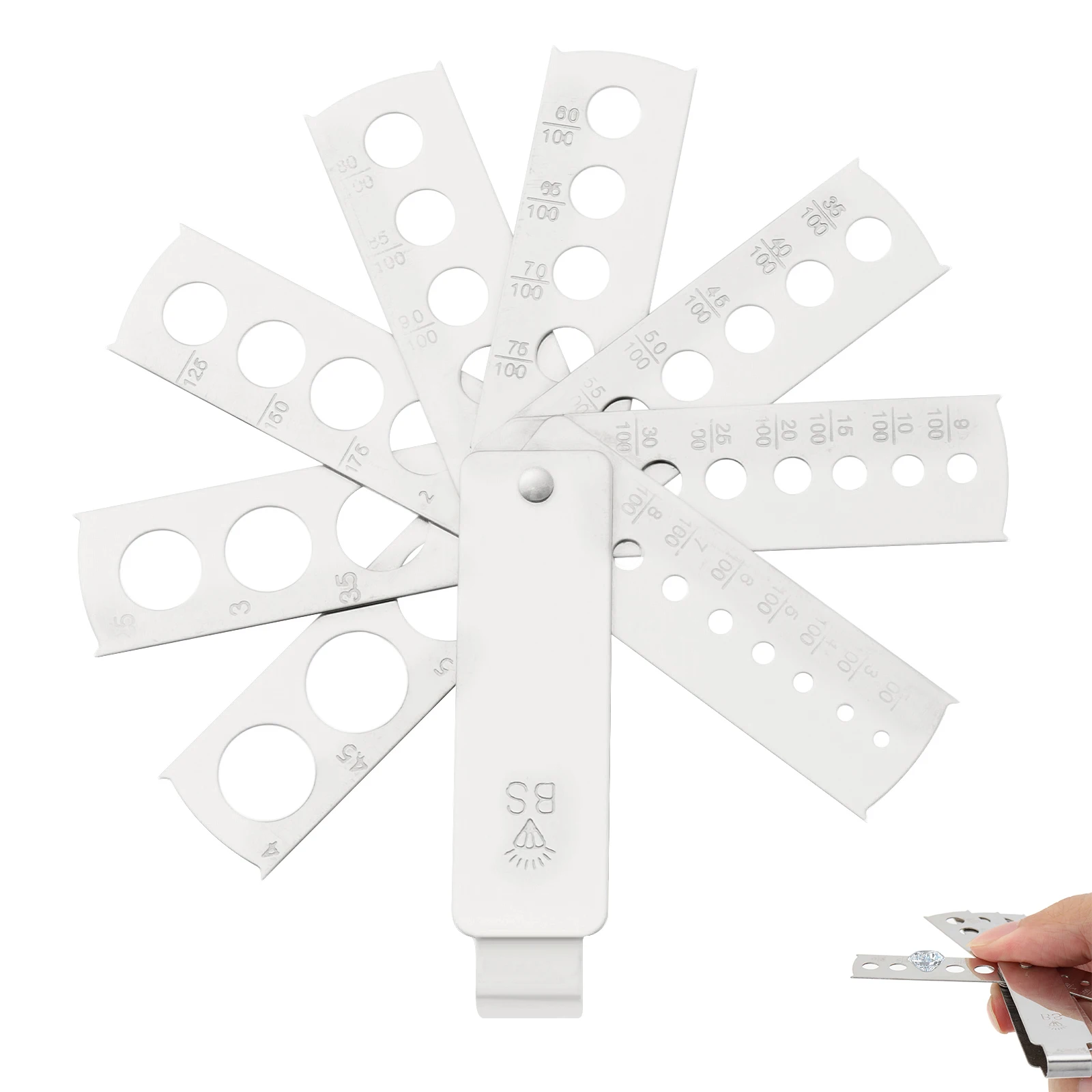 

Диапазон измерения от 1/100 до 5 карат, складной и скользящий, 8 лезвий, измерительный прибор для ювелирных изделий и драгоценных камней, измерительные инструменты для драгоценных камней