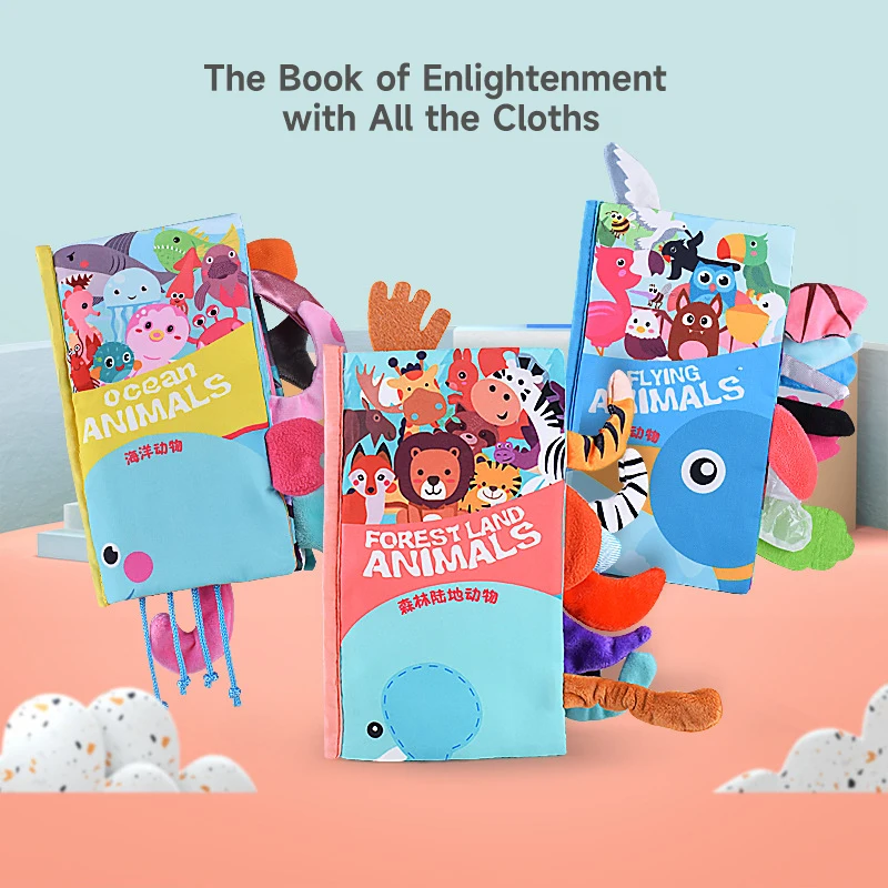Детская игрушка для раннего обучения книга с мультяшными животными и хвостами