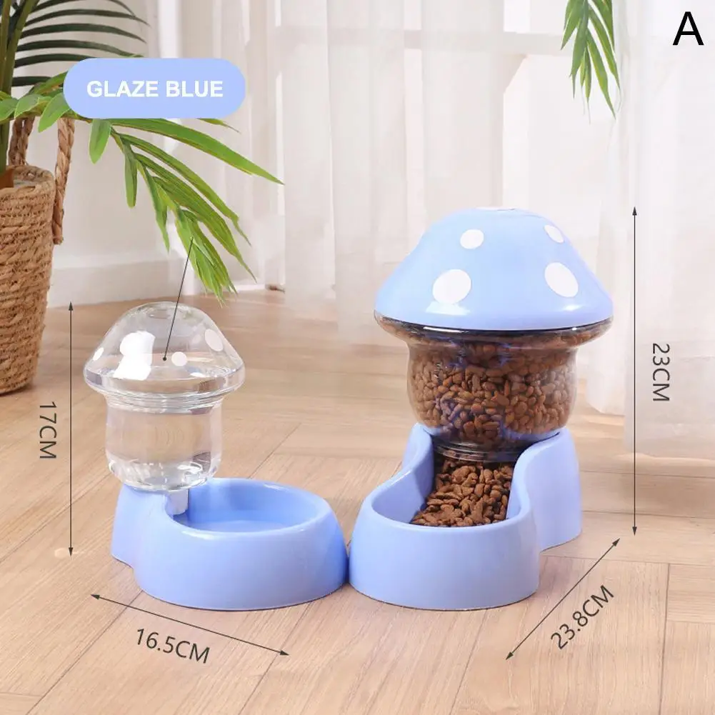 1.8l Pet Automatic Feeder Mushroom Type Anti-tipping Food Bowl Drinking Water Bottle Feeding Bowls For Dogs Cats Food Dispe U5l8 images - 6