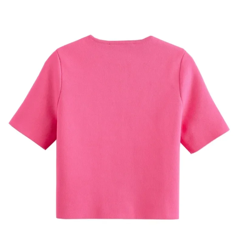 Женский трикотажный короткий топ летняя Свободная Повседневная Уличная Легкая