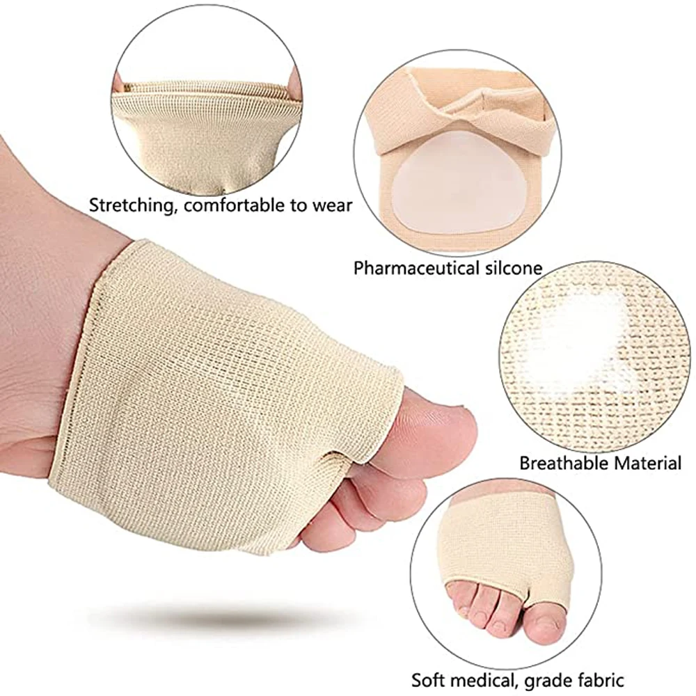 Silicone Insoles for Shoes Men Forefoot Insert Metatarsal Pads for Women Gel Foot Pads Calluses Blisters Pain Relief Half Socks