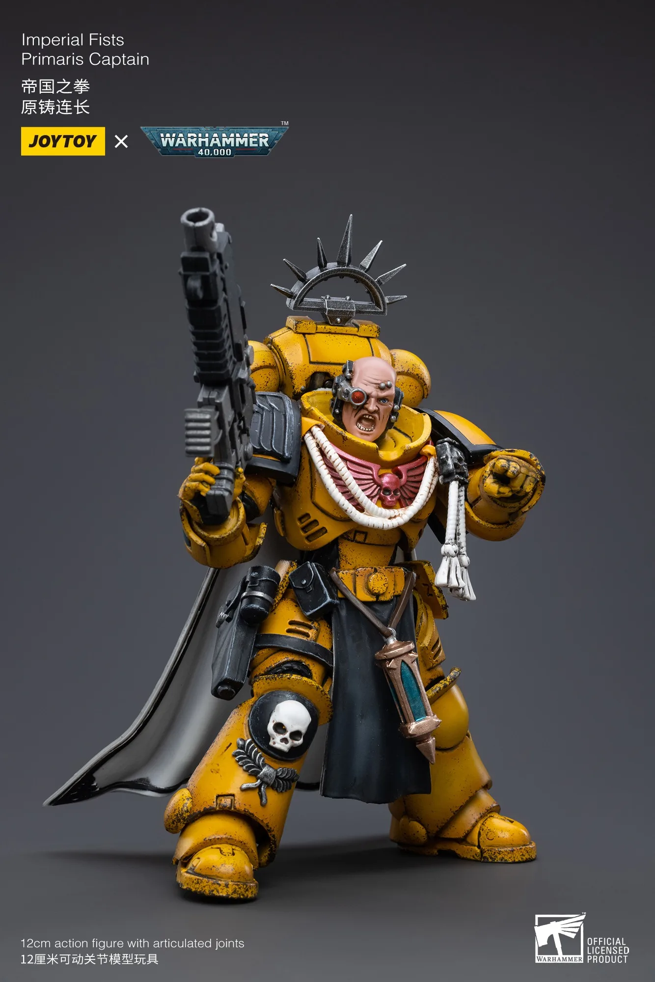 Фото Фигурки JOYTOY Warhammer 40K, 1/18, имперские кулаки, модель капитана Primaris, игрушка, подарки для мальчиков, 3,75 дюйма №5