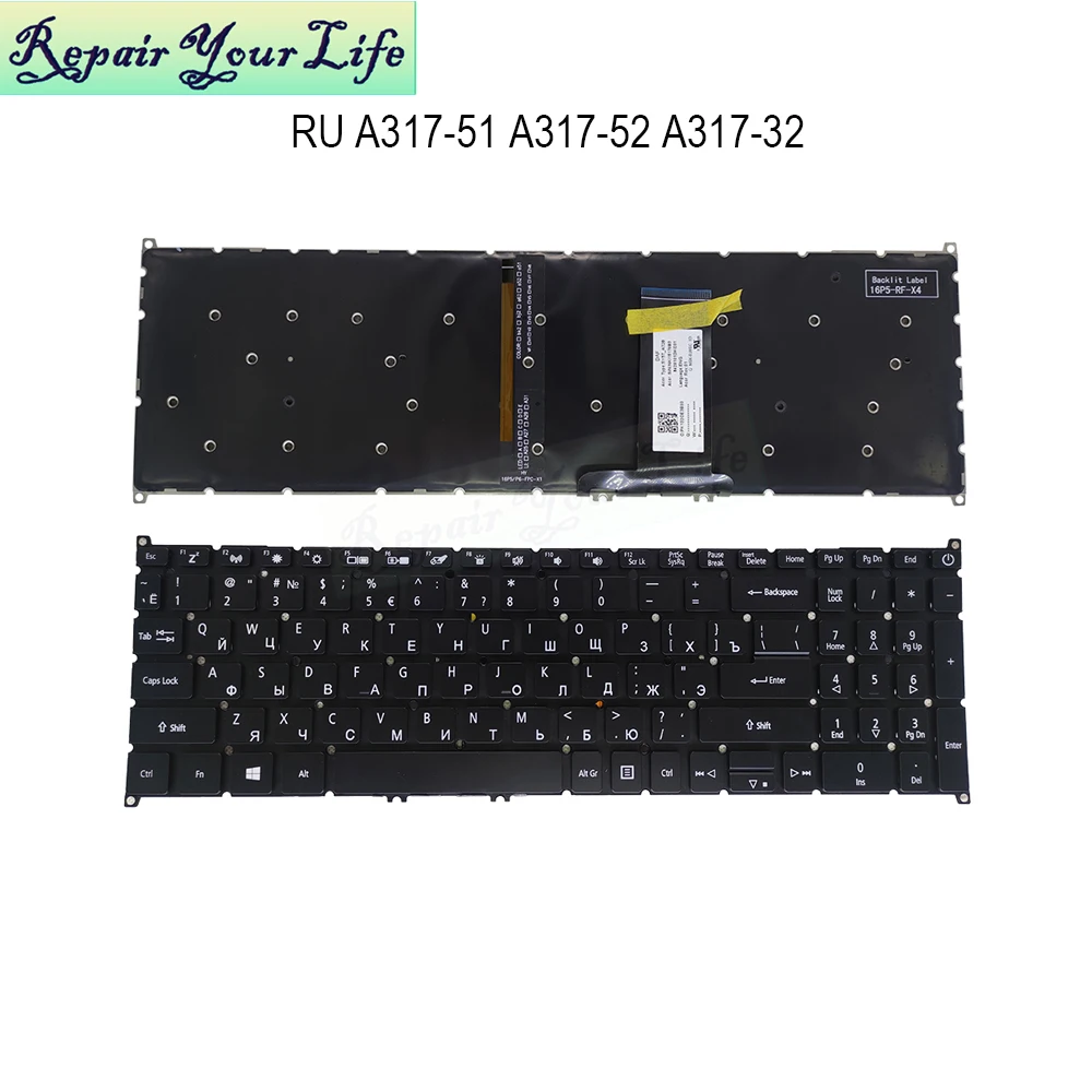 

RU laptop backlit keyboard for Acer Aspire A317-51 A317-51-G A317-51KG A317-52 A317-32 PC Russian keyboards backlight SY5T-A72B
