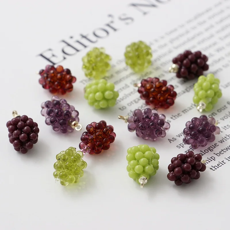 

2pcs Resin Crystal Grape Pendant DIY Handmade Jewelry Earrings Necklace Material Accessories Beaded Loose Beads Original ins