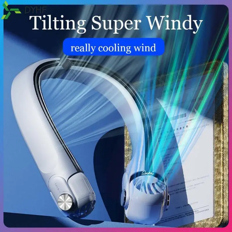 

Hanging Neck Fan Safe And Non Blocking Hair Paired With Jet Fan Blades Sports Fan Rapid Cooling Portable Student Vaneless Fan