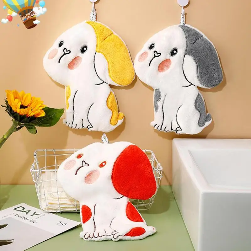 

Cartoon Dog Shape Hand Towel Coral Velvet Soft Comfort Wipe Handkerchief For Kids Kitchen Bathroom Cleaning Gadgets