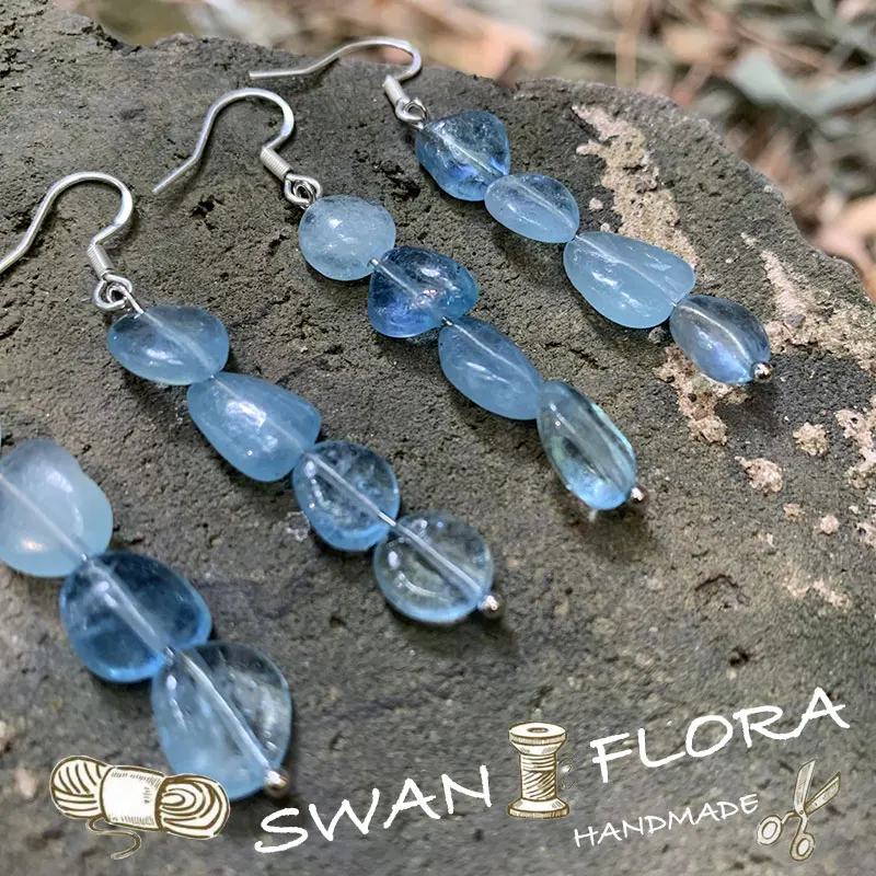 

Natural Aquamarine Earrings Silver 925 Original Gemstone Women High Quality Jewelry Design Handmade