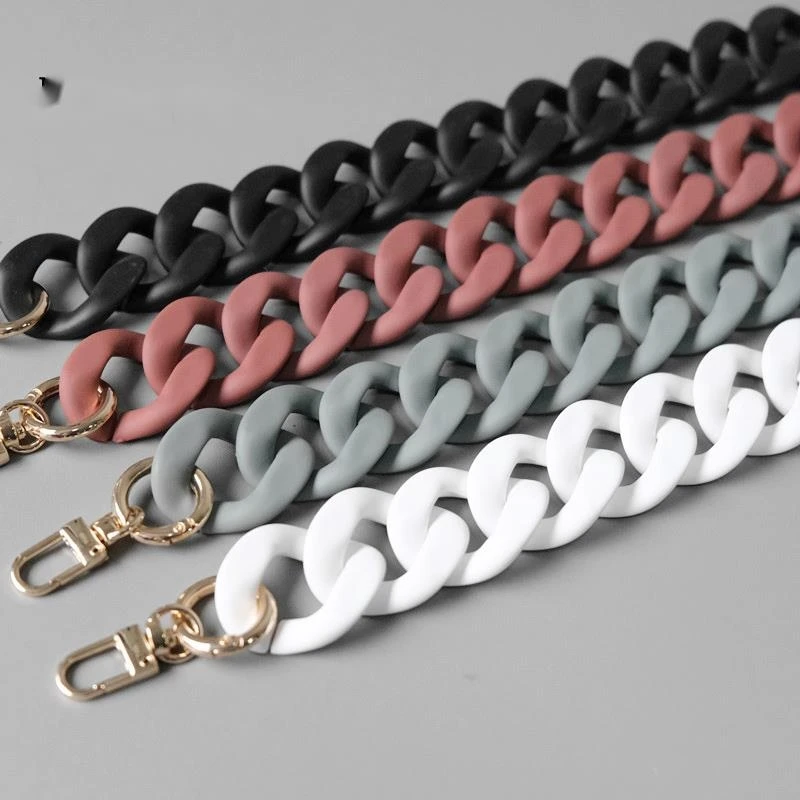 

New Fashion Woman Handbag Accessory Chain Black White Green Resin Chain Luxury Frosted Strap Women Clutch Shoulder Purse Chain