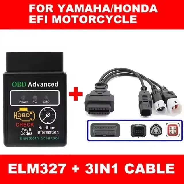 Диагностический сканер ELM327 V1.5 для мотоциклов, инструмент для диагностики, OBD2, для Yamaha, Honda EFI, 3 + 4 контакта и 6 контактов на 16 контактов