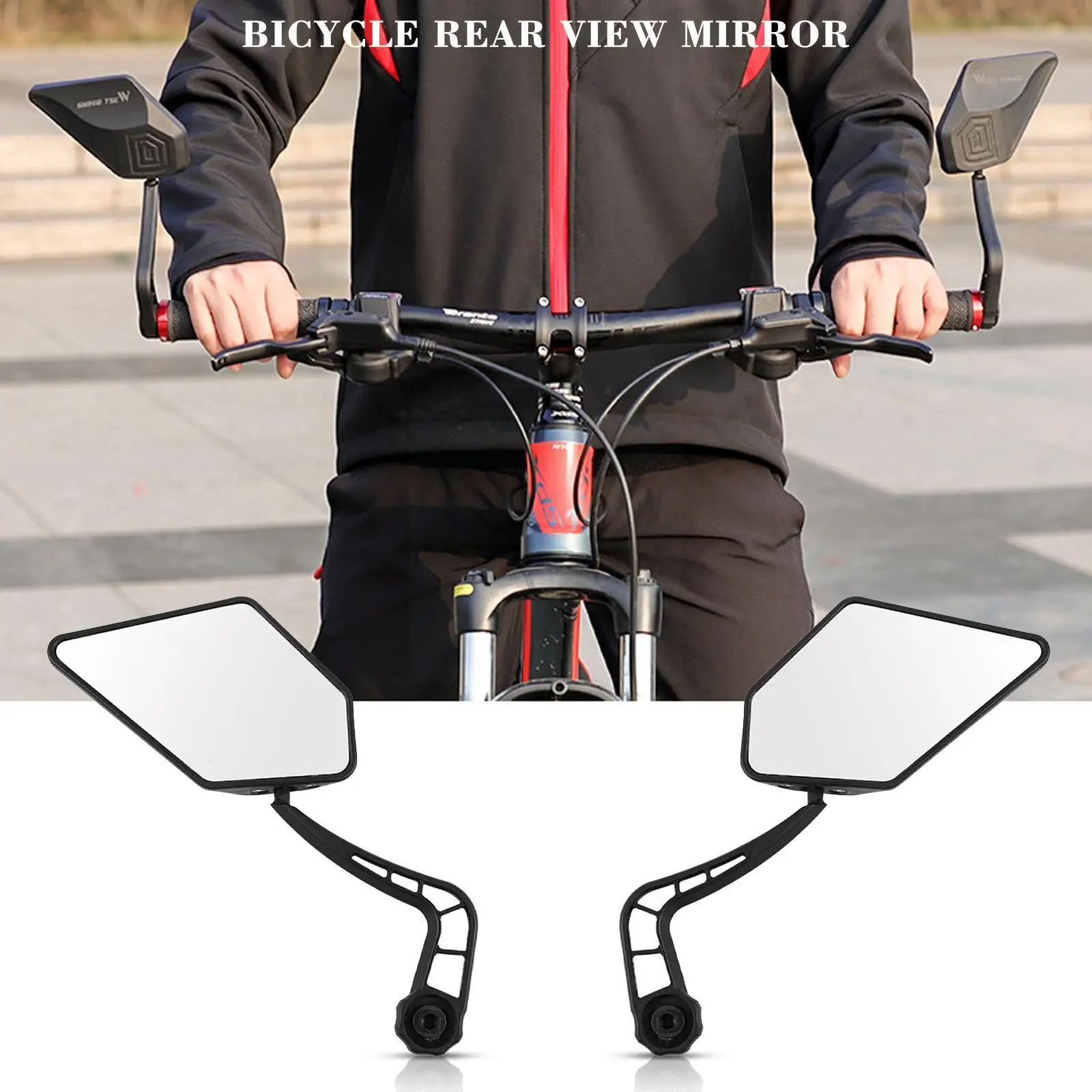 

Bicycle Handlebar Rear View Mirror Cycling Wide Range Bike Reflector Rearview Mirror Large Rotatable Back Sight Frame Left/ R6A3