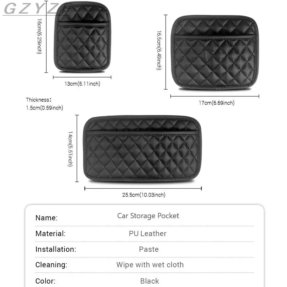 Universal PU Leather Car Storage Pocket Seat Back Door Center Console Organizer for Small Stuff Bag All Vehicles |