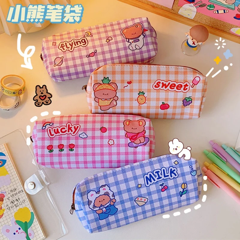 

Cartoon Simple Soft and Adorable Bear Pencil Case Cute Korean Creative Large Capacity Primary and nery Sweet Pencil Box