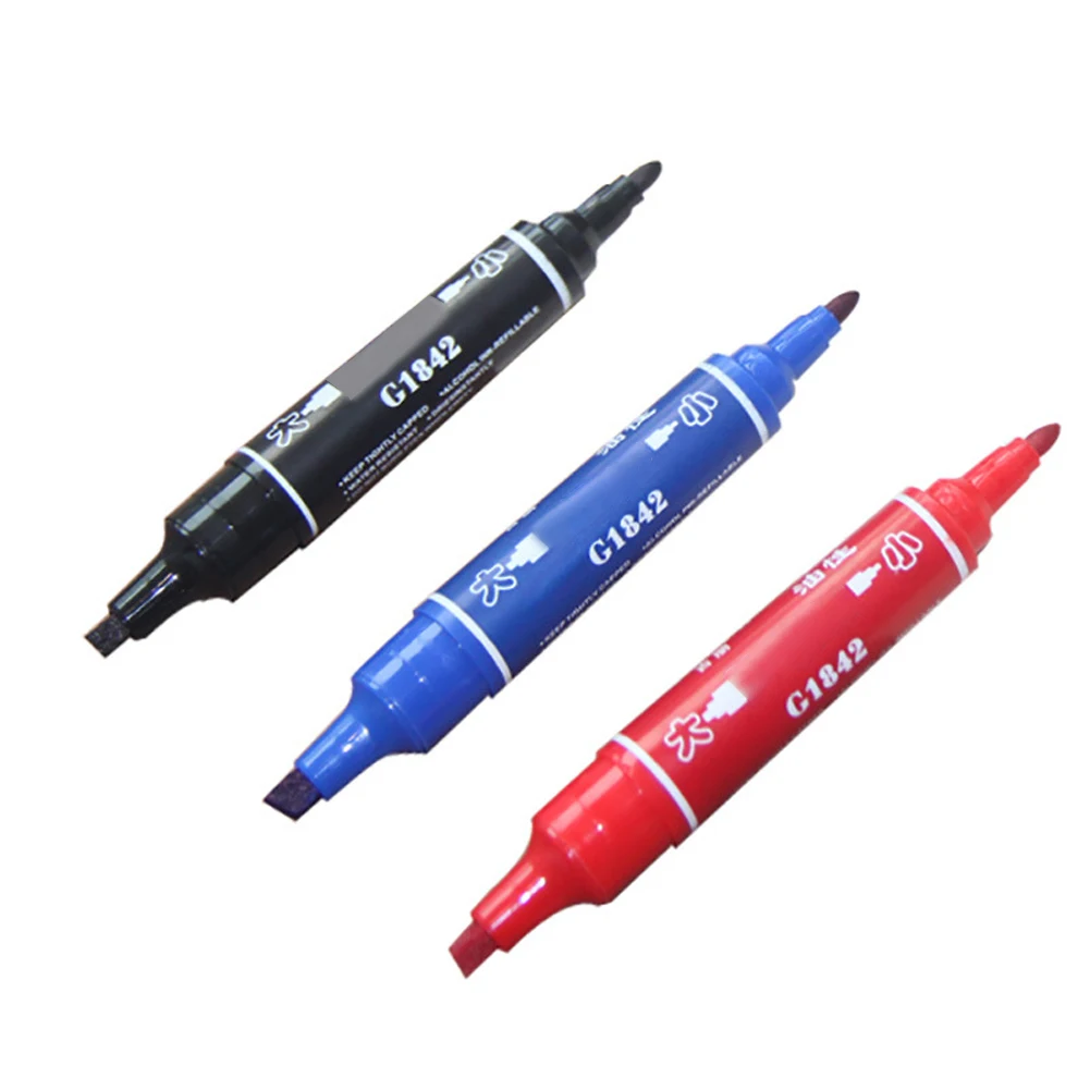 

Маркеры для студентов, водонепроницаемые, с двойной головкой, вместительные канцелярские принадлежности, аксессуары для перманентного рис...