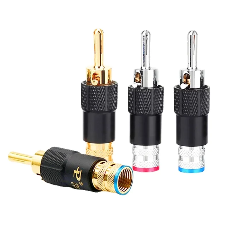 4 шт. штекер типа банан медь позолоченный самоблокирующийся без пайки Hi-Fi аудио