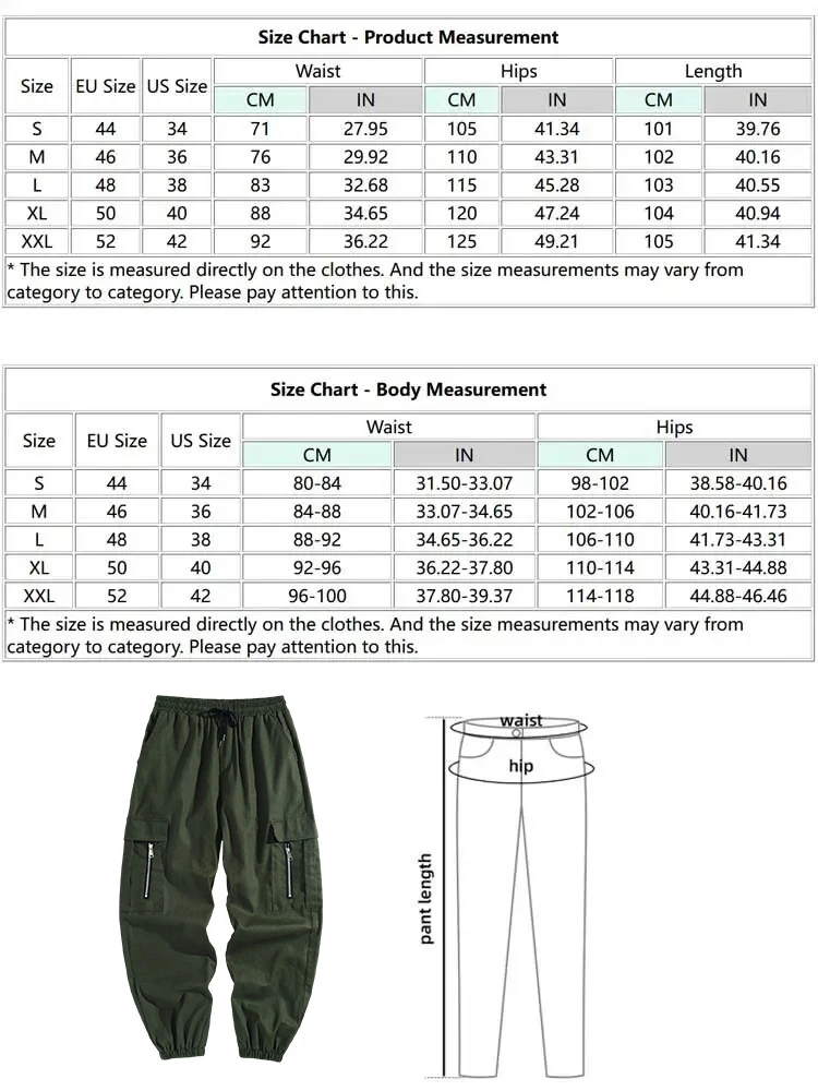 Мужские однотонные брюки-карго на молнии с карманами