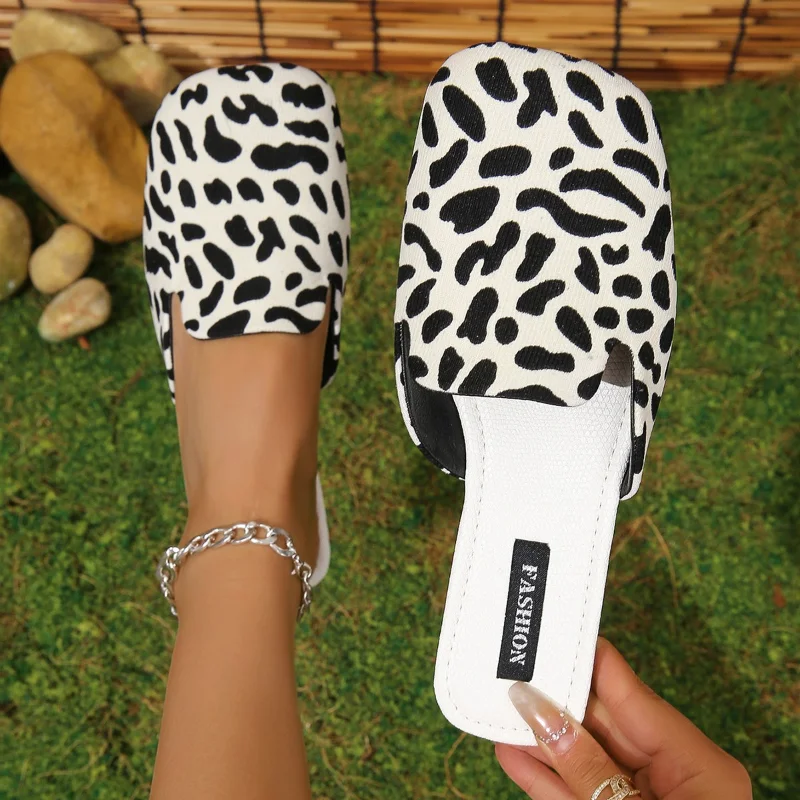 

Женские сандалии с леопардовым принтом, удобные сандалии на плоской подошве, пляжная обувь для ходьбы, лето 2023