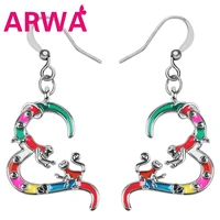 arwa mothers day enamel alloy cute heart moon monkey earrings drop dangle gifts fashion jewelry for women girls kids accessories