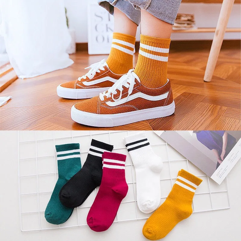 5 Pairs/Lot Women Long Socks Jeseca New Funny Colorful Harajuku Underwear Breathable Sport Summer Warm Winter Female Lingerie