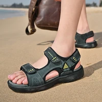 2022 summer classical mens sandals leather hand made beach shoes comfortable lining slides big size38 46