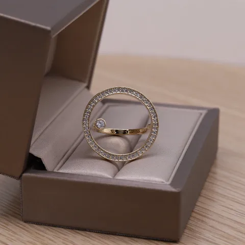 Корейский Новый дизайн, модные ювелирные изделия, большое круглое простое кольцо, элегантное женское регулируемое кольцо для вечеринки