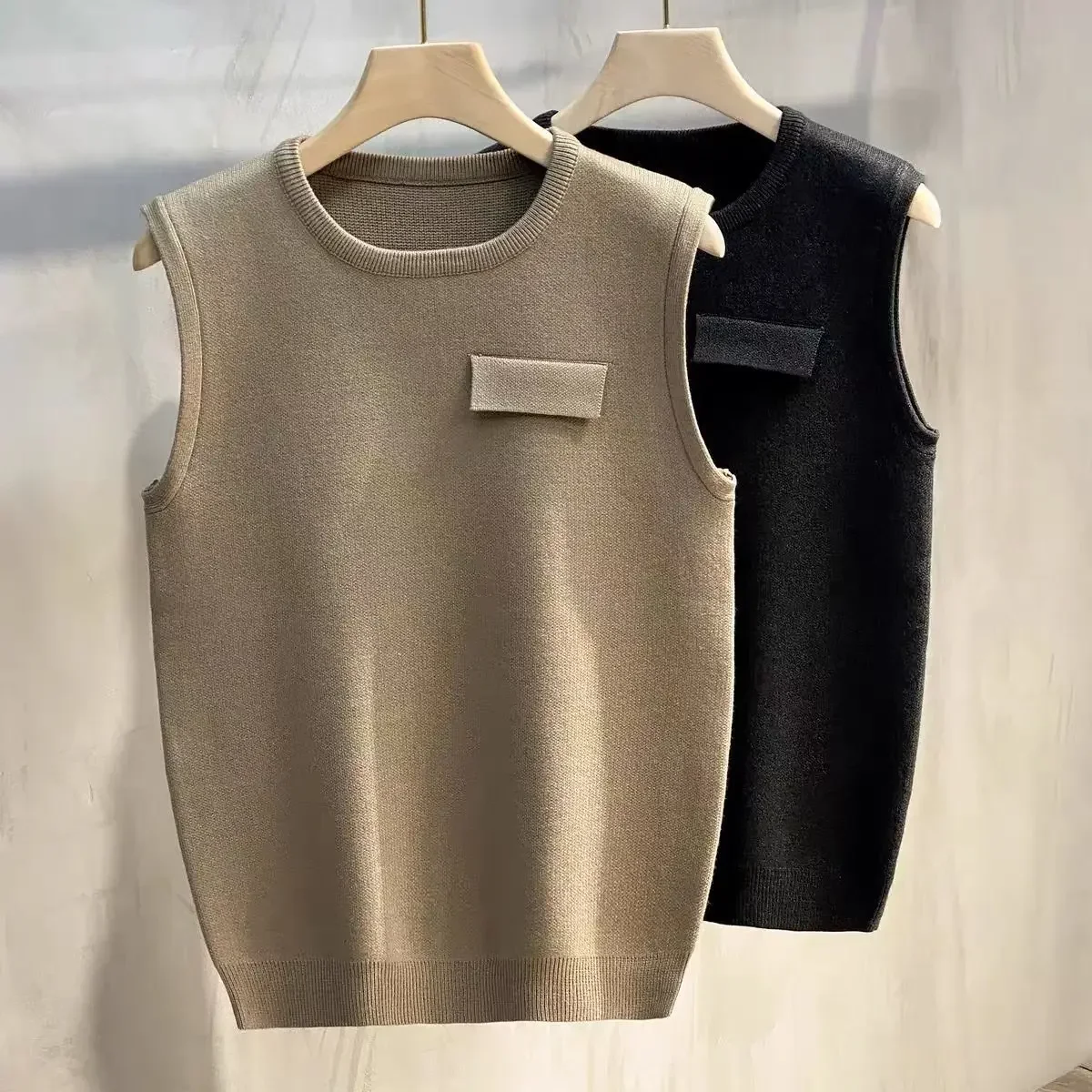 Мужская одежда жилет без рукавов вязаный свитер в стиле пэчворк мужской