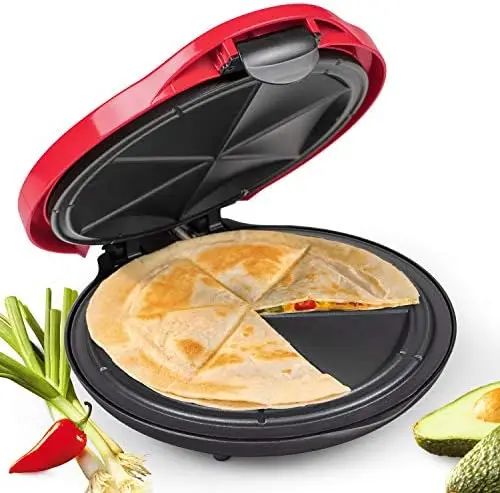 

6-Wedge Quesadilla Maker with Stuffing Latch, 10 inch, Red
