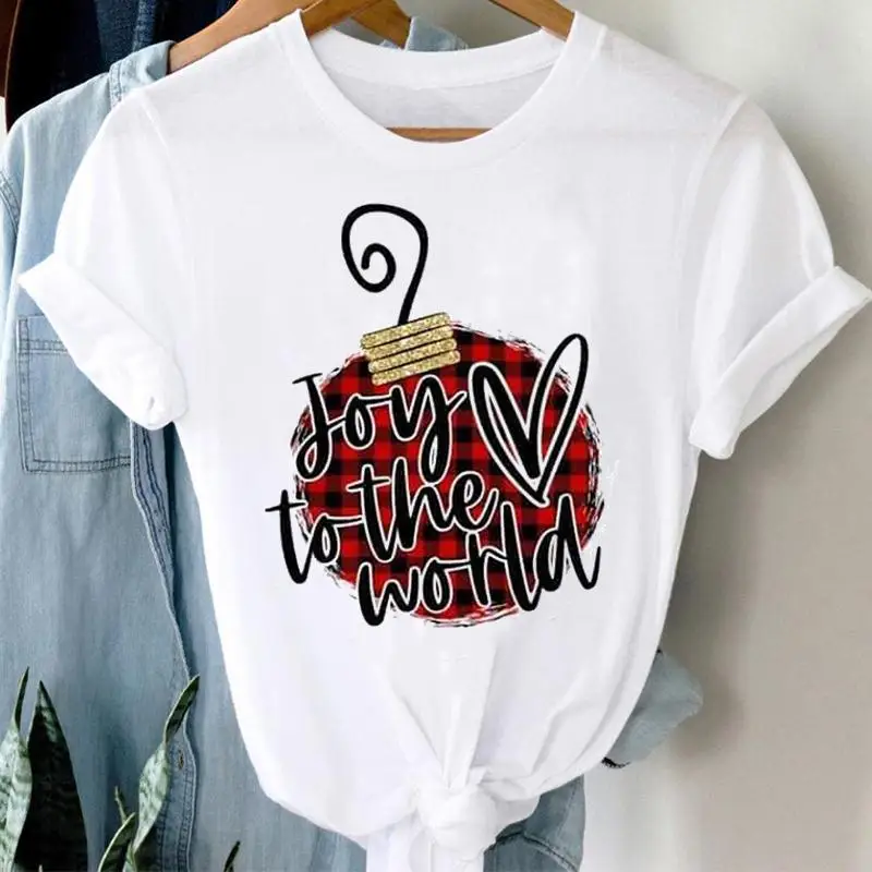 

Merry Christmas Happy New Year Women Print Tshirts Trend 90s Lovely Winter T Shirt Cartoon Tee Travel Top Graphic T-Shirt