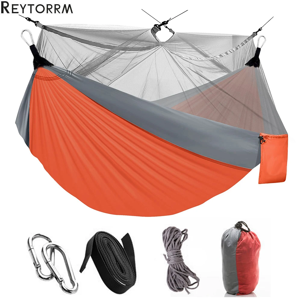 

Camping Hammock with Mosquito Net 2 Person Portable Nylon Hammock Tent for Outdoor Backpacking Hiking Travel with Tree Straps