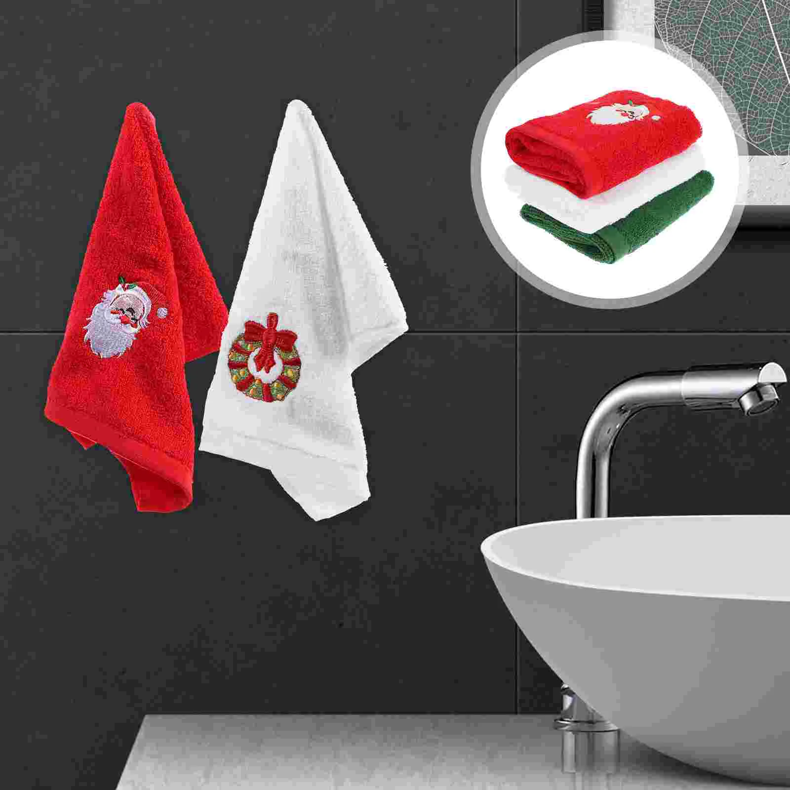

Towels Christmas Towel Kitchen Hand Holiday Bathroom Dish Face Tea Washing Gift Embroidered Cleaning Body Bath Soft Fingertip