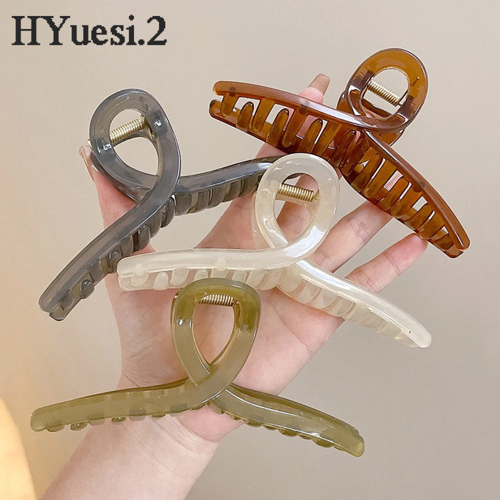 Geometric Hair Claws Jaw No Slip Acrylic Clear Strong Hold Shark Barrette Hair Clip Elegant Women Headwear