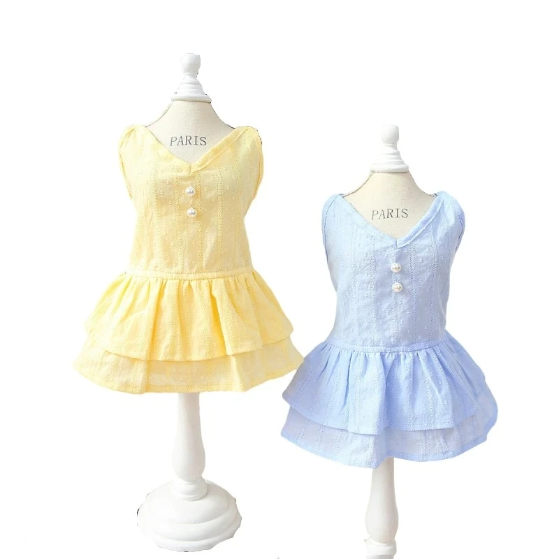 

New Dog Clothes Pure Color Dog Dress Wedding Skirt Puppy Yorkies Cat Pomeranian Shih Tzu Maltese Pet Clothing XS Costumes 2023