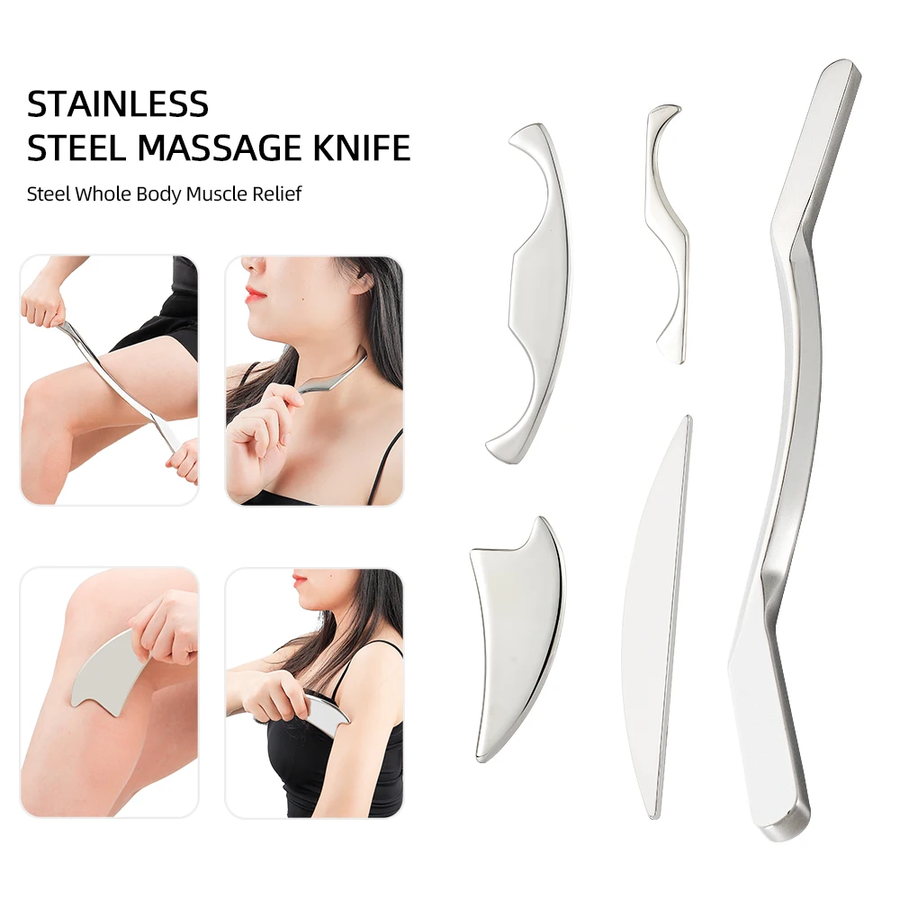 

304 Stainless Steel Gua Sha Muscle Massage Tool Scraper Physical Therapy Deep Tissue Probing Fascia Treatment Board Relaxing