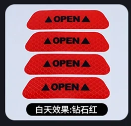 

4 шт. наклейка на дверь автомобиля, предупреждение о открытии, отражающая лента, наклейка, автоаксессуары, наружная внутренняя наклейка на отражатель