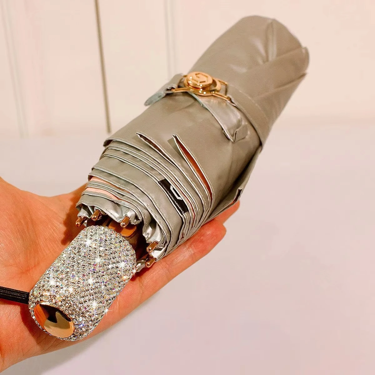 Портативный зонт с блестящим бриллиантом 3-кратный складной защитой от