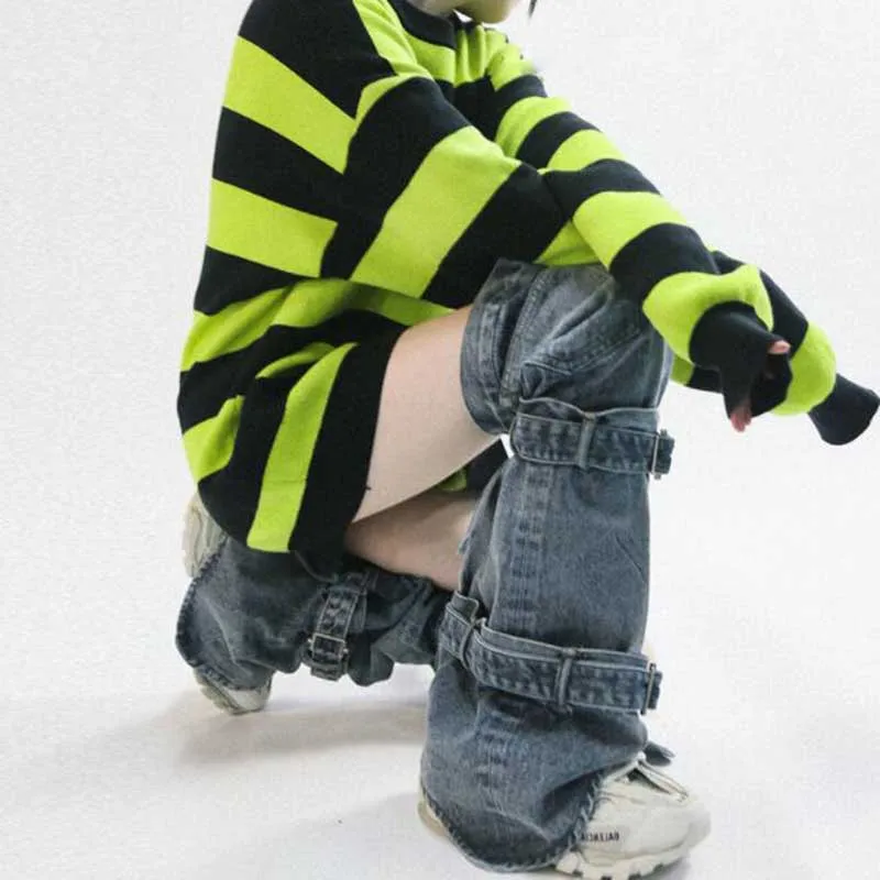 Fashion Wide Leg Jeans Baggy Legs Warmer Womens High Waist Aesthetic Female Girls Denim Capris Pants Jean Mom Jeans Trousers
