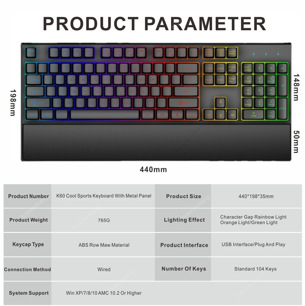 Игровая клавиатура с RGB-подсветкой механическая Водонепроницаемая эргономичная