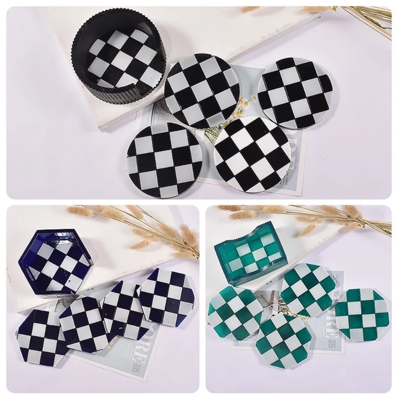 

1/5x формы для литья под горку из смолы, круглая восьмиугольная форма для литья под эпоксидную смолу, поднос для смолы, набор для литья под гор...