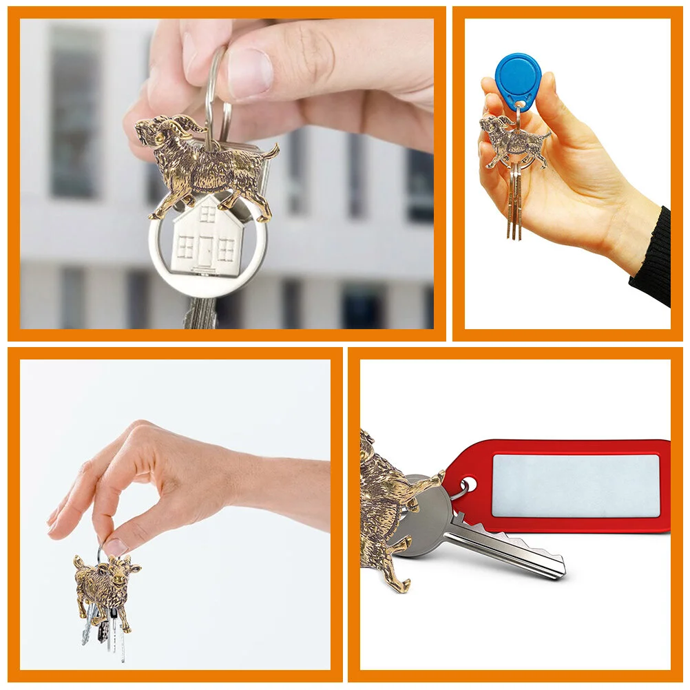 2 Pcs Key Chain Goat Keychain Pendant Brass Decor Delicate Charms Decorative Ornament