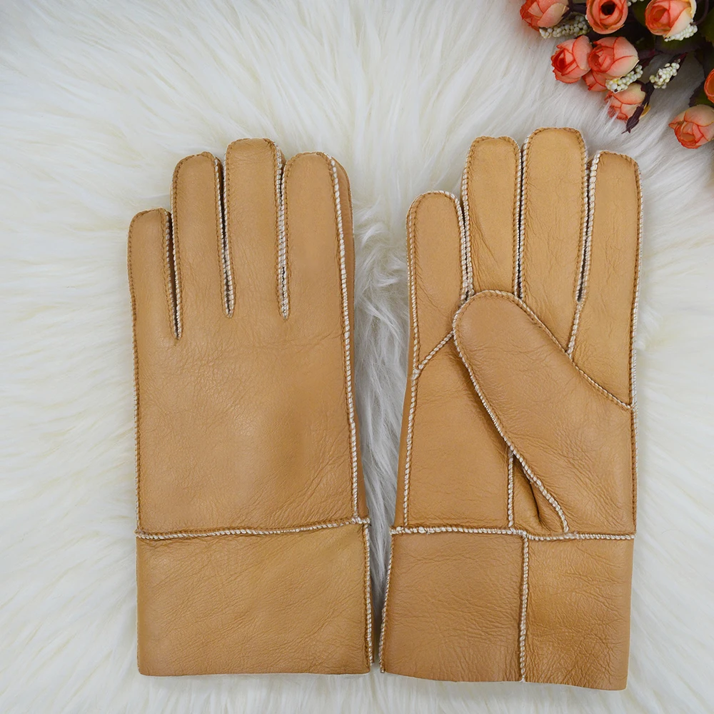 Мужские зимние утепленные варежки из овечьей шерсти, цвета в ...