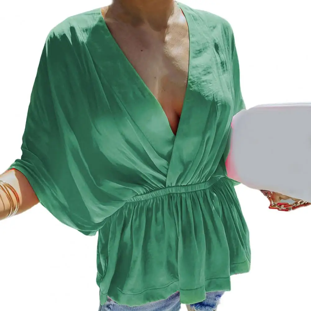 

Chic ashion Casual Batwing Sleeve Top Summer Blouse Skin-touch Anti-Pilling